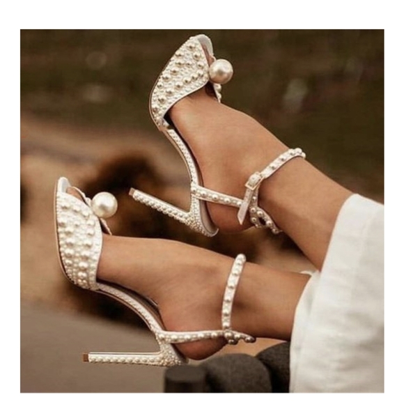 Embellished Sandals Open-toe Bridal heels - Picture 1 of 8